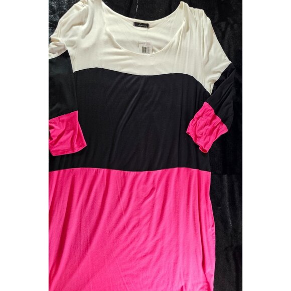 Soprano Plus Color Blocked 3/4 Sleeve Dress - Pink and Black - SZ 3XL - Picture 3 of 6